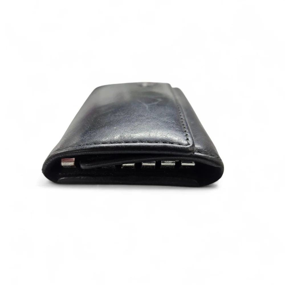 Gucci Leather Key Holder Compact Wallet In Black with Silver GG Monogram Logo